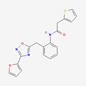 N-(2-((3-(furan-2-yl)-1,2,4-oxadiazol-5-yl)methyl)phenyl)-2-(thiophen-2-yl)acetamide