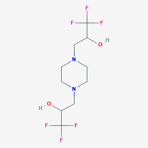 molecular formula C10H16F6N2O2 B2974289 1,1,1-Trifluoro-3-[4-(3,3,3-trifluoro-2-hydroxypropyl)piperazin-1-yl]propan-2-ol CAS No. 477858-17-6