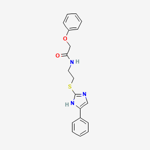 molecular formula C19H19N3O2S B2974307 2-phenoxy-N-(2-((5-phenyl-1H-imidazol-2-yl)thio)ethyl)acetamide CAS No. 886899-06-5
