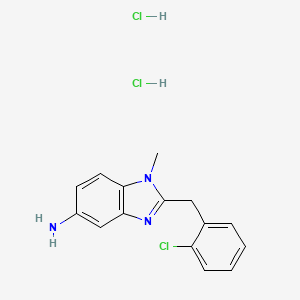 molecular formula C15H16Cl3N3 B2974309 2-(2-chlorobenzyl)-1-methyl-1H-benzo[d]imidazol-5-amine dihydrochloride CAS No. 1573547-87-1
