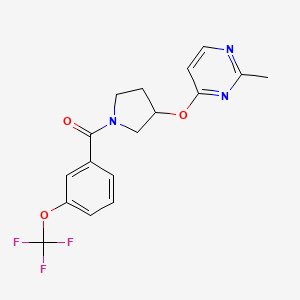 molecular formula C17H16F3N3O3 B2974310 2-甲基-4-({1-[3-(三氟甲氧基)苯甲酰]吡咯烷-3-基}氧基)嘧啶 CAS No. 2097930-54-4