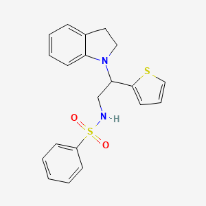 N-(2-(indolin-1-yl)-2-(thiophen-2-yl)ethyl)benzenesulfonamide