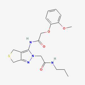 molecular formula C19H24N4O4S B2974320 2-(2-methoxyphenoxy)-N-(2-(2-oxo-2-(propylamino)ethyl)-4,6-dihydro-2H-thieno[3,4-c]pyrazol-3-yl)acetamide CAS No. 1105202-31-0