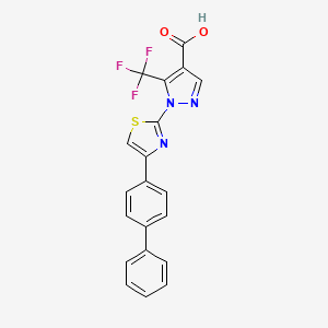 molecular formula C20H12F3N3O2S B2974325 1-[4-(4-phenylphenyl)-1,3-thiazol-2-yl]-5-(trifluoromethyl)pyrazole-4-carboxylic Acid CAS No. 955964-22-4