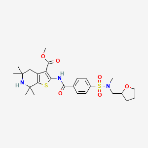 methyl 5,5,7,7-tetramethyl-2-(4-(N-methyl-N-((tetrahydrofuran-2-yl)methyl)sulfamoyl)benzamido)-4,5,6,7-tetrahydrothieno[2,3-c]pyridine-3-carboxylate