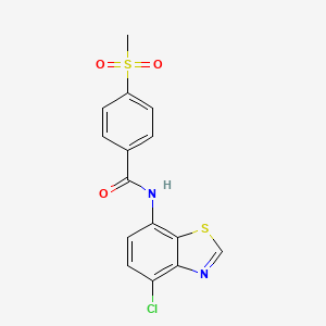 molecular formula C15H11ClN2O3S2 B2974342 N-(4-chlorobenzo[d]thiazol-7-yl)-4-(methylsulfonyl)benzamide CAS No. 946322-11-8