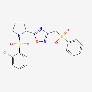 3-(Benzenesulfonylmethyl)-5-[1-(2-chlorophenyl)sulfonylpyrrolidin-2-yl]-1,2,4-oxadiazole