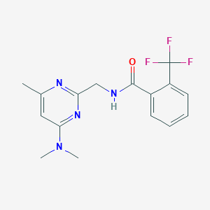 molecular formula C16H17F3N4O B2974360 N-((4-(dimethylamino)-6-methylpyrimidin-2-yl)methyl)-2-(trifluoromethyl)benzamide CAS No. 1797662-45-3