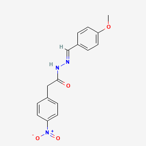 molecular formula C16H15N3O4 B2974361 N-[(E)-(4-methoxyphenyl)methylideneamino]-2-(4-nitrophenyl)acetamide CAS No. 328556-39-4