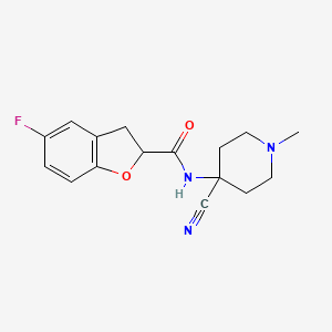 molecular formula C16H18FN3O2 B2974379 N-(4-Cyano-1-methylpiperidin-4-YL)-5-fluoro-2,3-dihydro-1-benzofuran-2-carboxamide CAS No. 1385279-76-4