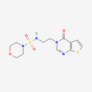 molecular formula C12H16N4O4S2 B2974386 N-(2-(4-oxothieno[2,3-d]pyrimidin-3(4H)-yl)ethyl)morpholine-4-sulfonamide CAS No. 1903171-77-6