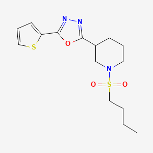 molecular formula C15H21N3O3S2 B2974388 2-(1-(Butylsulfonyl)piperidin-3-yl)-5-(thiophen-2-yl)-1,3,4-oxadiazole CAS No. 1171697-44-1