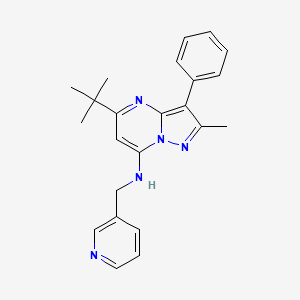molecular formula C23H25N5 B2974403 5-tert-butyl-2-methyl-3-phenyl-N-(pyridin-3-ylmethyl)pyrazolo[1,5-a]pyrimidin-7-amine CAS No. 850765-27-4