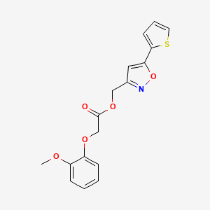 molecular formula C17H15NO5S B2974405 (5-(噻吩-2-基)异噁唑-3-基甲基) 2-(2-甲氧基苯氧基)乙酸酯 CAS No. 946347-02-0