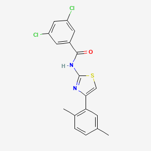 molecular formula C18H14Cl2N2OS B2974409 3,5-dichloro-N-[4-(2,5-dimethylphenyl)-1,3-thiazol-2-yl]benzamide CAS No. 313500-40-2