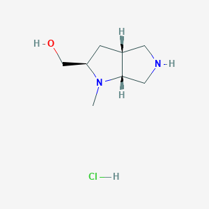 molecular formula C8H17ClN2O B2974410 [(2R,3Ar,6aR)-1-methyl-3,3a,4,5,6,6a-hexahydro-2H-pyrrolo[2,3-c]pyrrol-2-yl]methanol;hydrochloride CAS No. 2174007-79-3