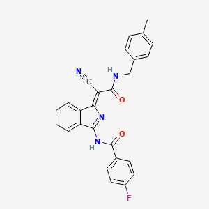 molecular formula C26H19FN4O2 B2974411 (Z)-N-(1-(1-氰基-2-((4-甲基苯基甲基)氨基)-2-氧代乙基亚甲基)-1H-异吲哚-3-基)-4-氟苯甲酰胺 CAS No. 885187-58-6