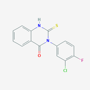 molecular formula C14H8ClFN2OS B2974413 3-(3-Chloro-4-fluorophenyl)-2-sulfanyl-3,4-dihydroquinazolin-4-one CAS No. 661477-74-3