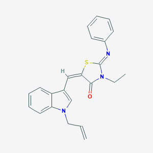 molecular formula C23H21N3OS B297442 (2E,5E)-3-ethyl-2-(phenylimino)-5-{[1-(prop-2-en-1-yl)-1H-indol-3-yl]methylidene}-1,3-thiazolidin-4-one 