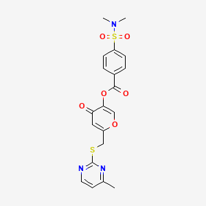 6-(((4-methylpyrimidin-2-yl)thio)methyl)-4-oxo-4H-pyran-3-yl 4-(N,N-dimethylsulfamoyl)benzoate