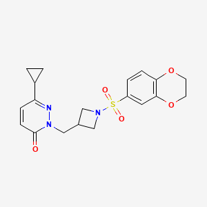 molecular formula C19H21N3O5S B2974430 6-Cyclopropyl-2-{[1-(2,3-dihydro-1,4-benzodioxine-6-sulfonyl)azetidin-3-yl]methyl}-2,3-dihydropyridazin-3-one CAS No. 2176070-35-0