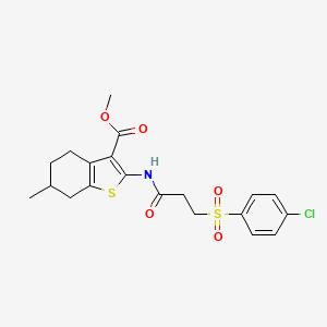 Methyl 2-(3-((4-chlorophenyl)sulfonyl)propanamido)-6-methyl-4,5,6,7-tetrahydrobenzo[b]thiophene-3-carboxylate