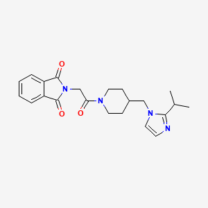 molecular formula C22H26N4O3 B2974439 2-(2-(4-((2-isopropyl-1H-imidazol-1-yl)methyl)piperidin-1-yl)-2-oxoethyl)isoindoline-1,3-dione CAS No. 1334372-80-3