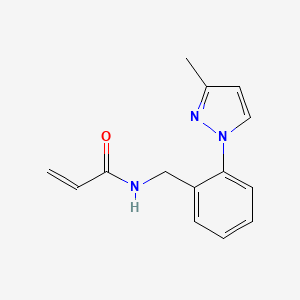 molecular formula C14H15N3O B2974451 N-{[2-(3-methyl-1H-pyrazol-1-yl)phenyl]methyl}prop-2-enamide CAS No. 2094287-12-2