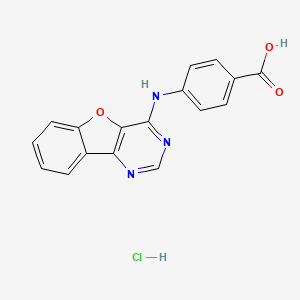 molecular formula C17H12ClN3O3 B2974475 4-(Benzofuro[3,2-d]pyrimidin-4-ylamino)benzoic acid hydrochloride CAS No. 1052516-44-5