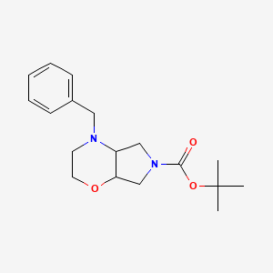 molecular formula C18H26N2O3 B2974481 Tert-butyl 4-benzyl-octahydropyrrolo[3,4-b]morpholine-6-carboxylate CAS No. 1358783-18-2
