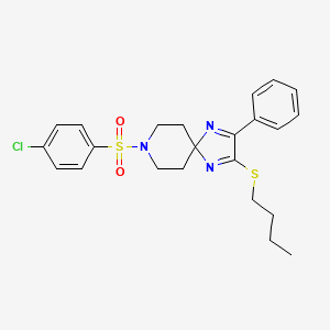 molecular formula C23H26ClN3O2S2 B2974486 2-(Butylthio)-8-((4-chlorophenyl)sulfonyl)-3-phenyl-1,4,8-triazaspiro[4.5]deca-1,3-diene CAS No. 894927-55-0