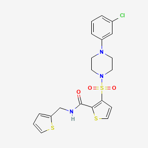 molecular formula C20H20ClN3O3S3 B2974487 3-{[4-(3-chlorophenyl)piperazin-1-yl]sulfonyl}-N-(2-thienylmethyl)thiophene-2-carboxamide CAS No. 1207032-59-4