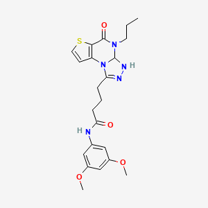 N-(3,5-dimethoxyphenyl)-4-{7-oxo-8-propyl-5-thia-1,8,10,11-tetraazatricyclo[7.3.0.0^{2,6}]dodeca-2(6),3,9,11-tetraen-12-yl}butanamide