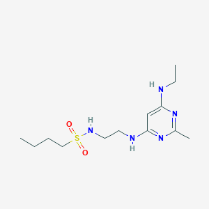 molecular formula C13H25N5O2S B2974497 N-(2-((6-(ethylamino)-2-methylpyrimidin-4-yl)amino)ethyl)butane-1-sulfonamide CAS No. 1207031-49-9