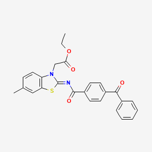 Ethyl 2-[2-(4-benzoylbenzoyl)imino-6-methyl-1,3-benzothiazol-3-yl]acetate
