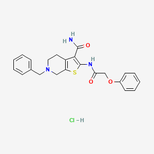 molecular formula C23H24ClN3O3S B2974501 6-Benzyl-2-(2-phenoxyacetamido)-4,5,6,7-tetrahydrothieno[2,3-c]pyridine-3-carboxamide hydrochloride CAS No. 1216474-73-5