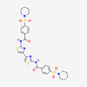 4-piperidin-1-ylsulfonyl-N-[4-[2-[(4-piperidin-1-ylsulfonylbenzoyl)amino]-1,3-thiazol-4-yl]-1,3-thiazol-2-yl]benzamide