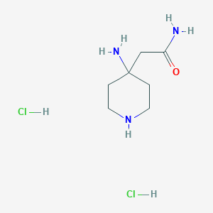 molecular formula C7H17Cl2N3O B2974508 2-(4-Aminopiperidin-4-yl)acetamide;dihydrochloride CAS No. 2470436-62-3