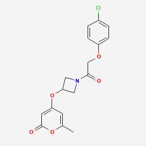 molecular formula C17H16ClNO5 B2974511 4-((1-(2-(4-chlorophenoxy)acetyl)azetidin-3-yl)oxy)-6-methyl-2H-pyran-2-one CAS No. 1795477-10-9