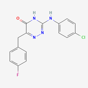 molecular formula C16H12ClFN4O B2974522 3-((4-chlorophenyl)amino)-6-(4-fluorobenzyl)-1,2,4-triazin-5(4H)-one CAS No. 899736-98-2