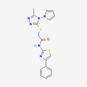 2-{[5-methyl-4-(1H-pyrrol-1-yl)-4H-1,2,4-triazol-3-yl]sulfanyl}-N-(4-phenyl-1,3-thiazol-2-yl)acetamide