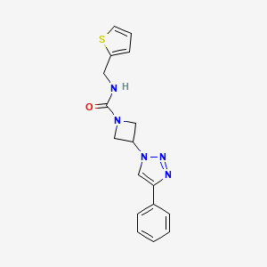 molecular formula C17H17N5OS B2974549 3-(4-phenyl-1H-1,2,3-triazol-1-yl)-N-(thiophen-2-ylmethyl)azetidine-1-carboxamide CAS No. 2034618-76-1