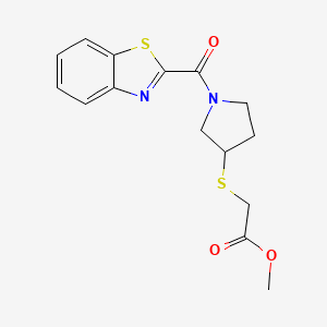 molecular formula C15H16N2O3S2 B2974552 2-((1-(苯并[d]噻唑-2-羰基)吡咯烷-3-基)硫代)乙酸甲酯 CAS No. 2034407-15-1