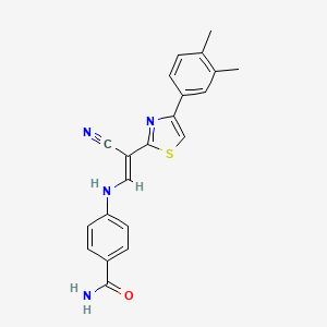 (E)-4-((2-cyano-2-(4-(3,4-dimethylphenyl)thiazol-2-yl)vinyl)amino)benzamide