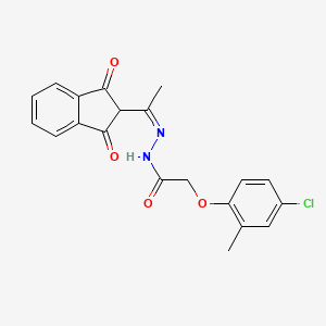 2-(4-chloro-2-methylphenoxy)-N-[(Z)-1-(1,3-dioxoinden-2-yl)ethylideneamino]acetamide