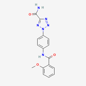 molecular formula C16H14N6O3 B2974566 2-(4-(2-methoxybenzamido)phenyl)-2H-tetrazole-5-carboxamide CAS No. 1396809-59-8