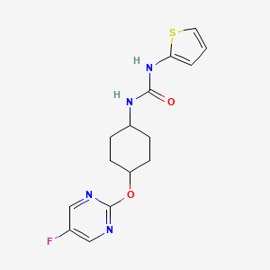 molecular formula C15H17FN4O2S B2974578 1-((1r,4r)-4-((5-Fluoropyrimidin-2-yl)oxy)cyclohexyl)-3-(thiophen-2-yl)urea CAS No. 2034496-45-0