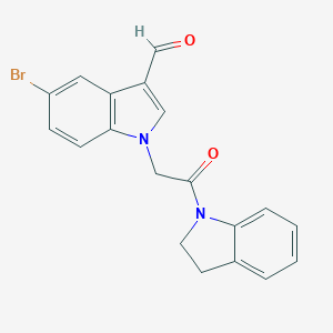 molecular formula C19H15BrN2O2 B297458 5-bromo-1-[2-(2,3-dihydro-1H-indol-1-yl)-2-oxoethyl]-1H-indole-3-carbaldehyde 