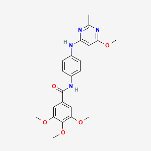 molecular formula C22H24N4O5 B2974582 3,4,5-trimethoxy-N-(4-((6-methoxy-2-methylpyrimidin-4-yl)amino)phenyl)benzamide CAS No. 946233-83-6