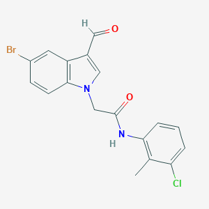 molecular formula C18H14BrClN2O2 B297459 2-(5-bromo-3-formyl-1H-indol-1-yl)-N-(3-chloro-2-methylphenyl)acetamide 